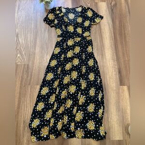 Forever 21 Black Dress with Yellow Floral Design
